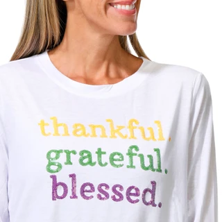 Thumbnail 3: Magical Season Women's 3/4 Sleeve Harvest Thankful Grateful Blessed Top 