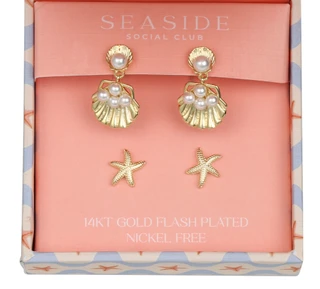 Thumbnail 1: SEASIDE Gold Plated Boxed Earrings 