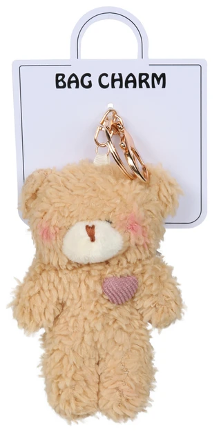 Thumbnail 1: SECONDARY Fuzzy Heart Bear Bag Charm 