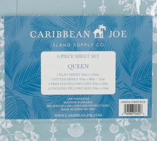 Thumbnail 3: Caribbean Joe Queen 6 Pc Coastal Stripe Sheet Set 