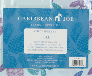 Thumbnail 3: Caribbean Joe Full 6 Pc Coastal Turtle Sheet Set 