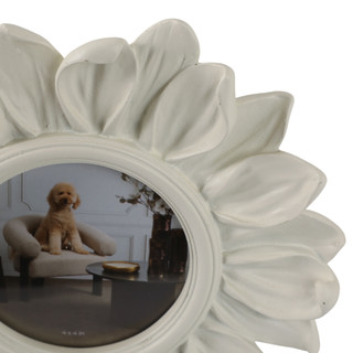 Thumbnail 2: Sagebrook Home Resin Ivory Sunflower 4x4 Round Picture Frame  