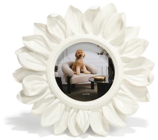 Thumbnail 5: Sagebrook Home Resin Ivory Sunflower 4x4 Round Picture Frame  