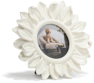 Thumbnail 1: Sagebrook Home Resin Ivory Sunflower 4x4 Round Picture Frame  