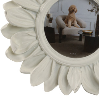 Thumbnail 6: Sagebrook Home Resin Ivory Sunflower 4x4 Round Picture Frame  