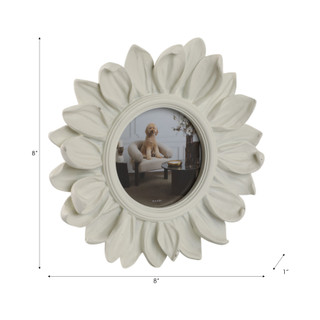 Thumbnail 8: Sagebrook Home Resin Ivory Sunflower 4x4 Round Picture Frame  