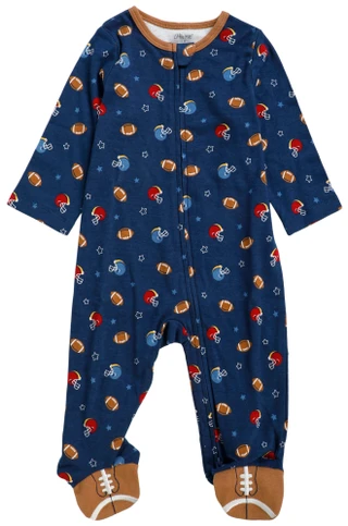 Thumbnail 1: Little Me Baby Boys Football Footsie Pajamas  