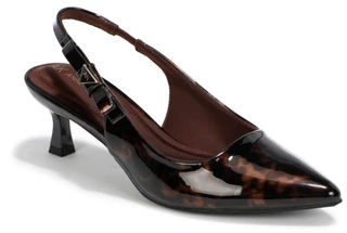 Thumbnail 1: ANNE KLEIN Women's Sling Back Kitten Tortoise Print Heels  