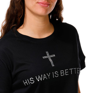 Thumbnail 3: EXIST Junior's Short Sleeve Rhinestone Cross Tee 