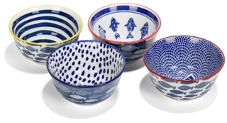 Thumbnail 2: Passion Prints  4 Pc Fish Print Snack Bowls  