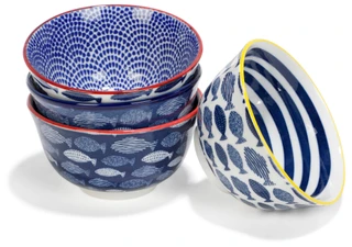 Thumbnail 1: Passion Prints  4 Pc Fish Print Snack Bowls  