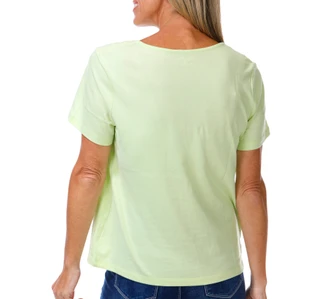 Thumbnail 2: Coral Bay Women's Petite Short Sleeve Crochet Lace Top 