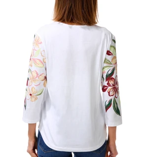 Thumbnail 2: Coral Bay Women's 3/4 Sleeve Floral Print V Neck Top 