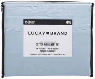 Thumbnail 1: Lucky Brand 4 Pc King 1500 Thread Count Cotton Rich Sheet Set 