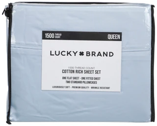 Thumbnail 1: Lucky Brand 4 Pc Queen 1500 Thread Count Cotton Rich Sheet Set 