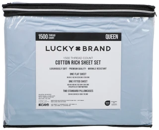 Thumbnail 3: Lucky Brand 4 Pc Queen 1500 Thread Count Cotton Rich Sheet Set 