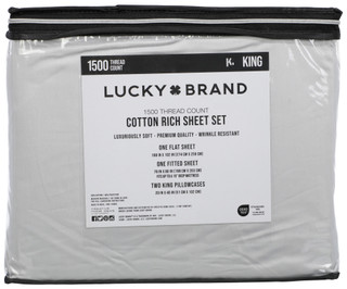 Thumbnail 3: Lucky Brand 4 Pc King 1500 Thread Count Cotton Rich Sheet Set 