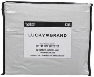 Thumbnail 1: Lucky Brand 4 Pc King 1500 Thread Count Cotton Rich Sheet Set 