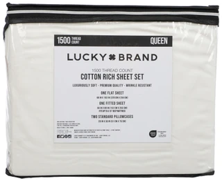 Thumbnail 3: Lucky Brand 4 Pc Queen 1500 Thread Count Cotton Rich Sheet Set  
