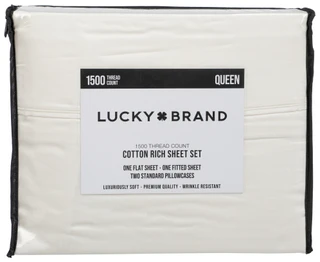 Thumbnail 1: Lucky Brand 4 Pc Queen 1500 Thread Count Cotton Rich Sheet Set  