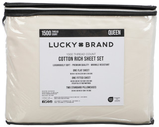 Thumbnail 2: Lucky Brand 4 Pc Queen 1500 Thread Count Cotton Rich Sheet Set 