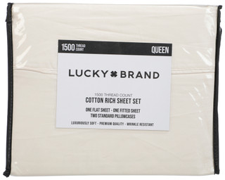 Thumbnail 1: Lucky Brand 4 Pc Queen 1500 Thread Count Cotton Rich Sheet Set 