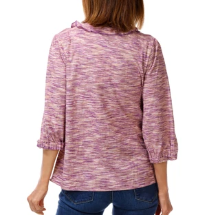 Thumbnail 2: Kate Park Women's Space Dye Ruffle Button Up Top 