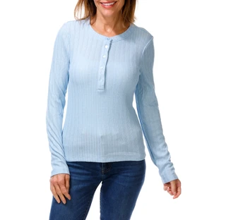 Thumbnail 1: Sanctuary Women's Button Front Pointelle Henley Top 