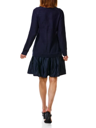 Thumbnail 2: TAYLOR Women's Cable Knit Sweater Drop Waist Dress 
