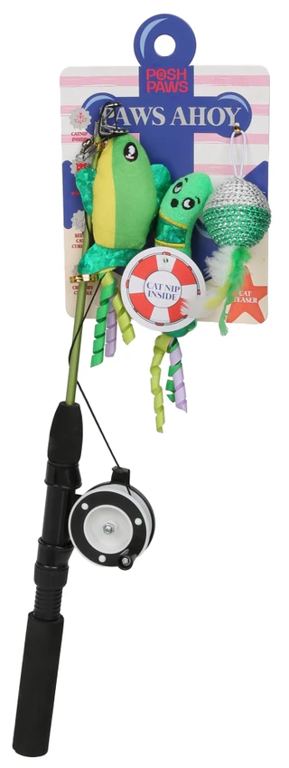 Thumbnail 1: Posh Paws Fishing Rod Cat Teaser Toy w/ Cat Nip  