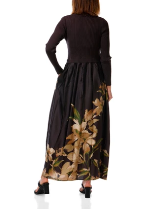 Thumbnail 2: TAYLOR Women's Long Sleeve Knit Floral Print Maxi Dress 
