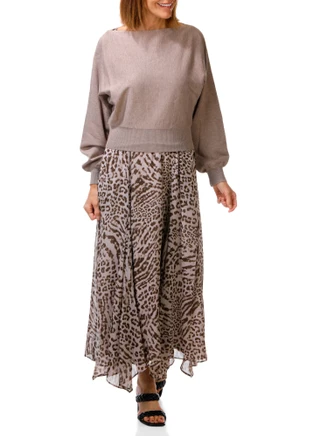 Thumbnail 1: TAYLOR Women's 2 Pc Sweater & Leopard Print Maxi Skirt 