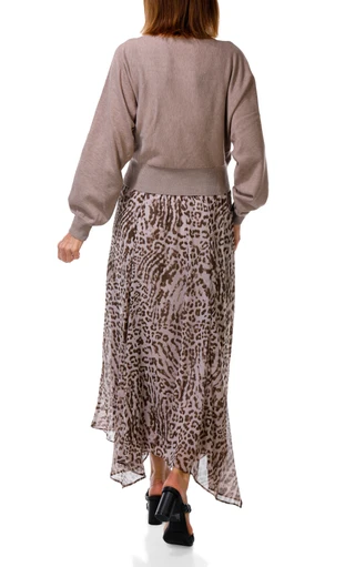 Thumbnail 2: TAYLOR Women's 2 Pc Sweater & Leopard Print Maxi Skirt 