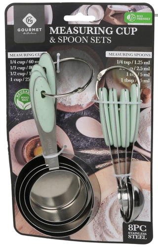Thumbnail 1: GOURMET KITCHEN 8 Pc Eco Friendly Measuring Cup & Spoon Sets 