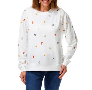 Thumbnail 1: NUCO Women's Long Sleeve Crew Neck Printed Top 