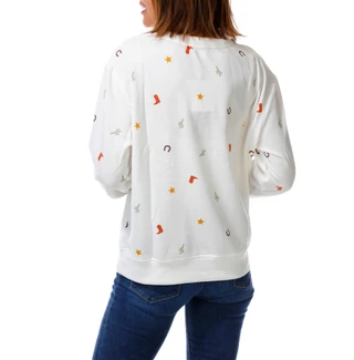 Thumbnail 2: NUCO Women's Long Sleeve Crew Neck Printed Top 