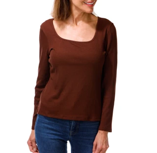 Thumbnail 1: Cyrus Women's Ribbed Long Sleeve Scoop Neck Top 