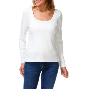 Thumbnail 1: Cyrus Women's Ribbed Long Sleeve Scoop Neck Top 