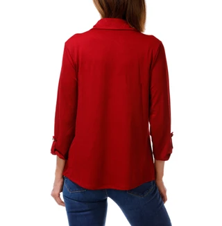 Thumbnail 2: PerSeption Concept Women's 3/4 Sleeve Button Front Collared Top 