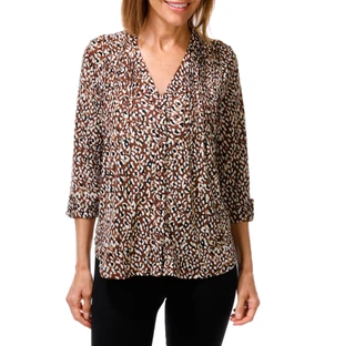 Thumbnail 1: Good Days Only Women's 3/4 Sleeve Button Front V-Neck Top 