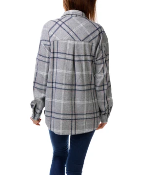Thumbnail 2: Davina Women's Long Sleeve Button Front Collared Hacci Shirt 