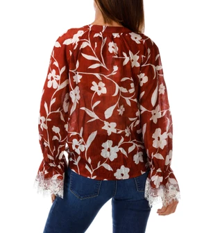 Thumbnail 2: Cece Women's Long Sleeve Split Neck Tie Front Top 