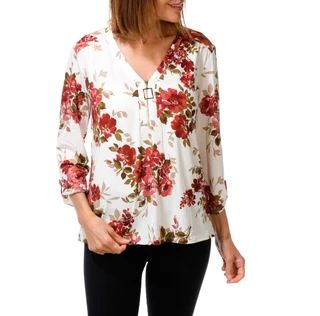 Thumbnail 1: PerSeption Concept Women's 3/4 Sleeve Quarter Zip Blouse 