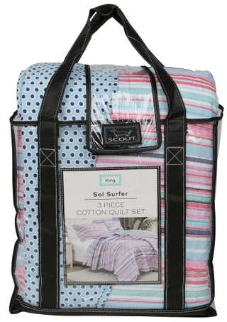 Thumbnail 1: SCOUT 3 Pc King Sol Surfer Cotton Quilt Set  
