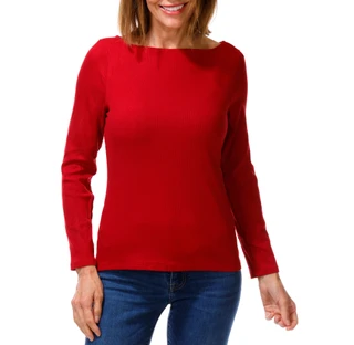 Thumbnail 1: Cyrus Women's Ribbed Long Sleeve Boat Neck Top 