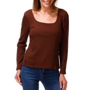 Thumbnail 1: Cyrus Women's Ribbed Long Sleeve Boat Neck Top 