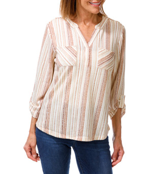 Thumbnail 1: Joie De Vivre Women's 3/4 Sleeve Split Neck Top 