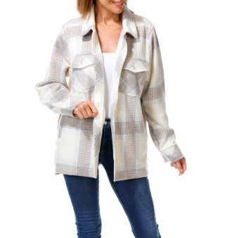 Thumbnail 1: Thread & Supply Women's Cozy Plaid Shirt Jacket  