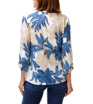 Thumbnail 2: PerSeption Concept Women's 3/4 Sleeve Floral V Neck Top 