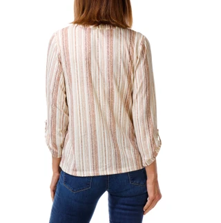 Thumbnail 2: Joie De Vivre Women's Stripe Henley Pocket Top 